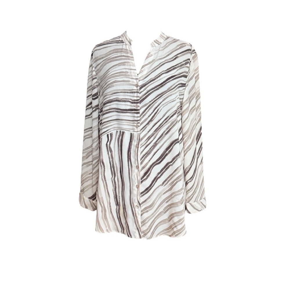 Chico's Stripe Tunic- Brown, Cream, Tan